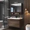 Nuevo Estilo Chino Madera Maciza Cerámica Lavabo Gabinete de Baño Espejo Inteligente Combinación Inodoro Lavabo Lavamanos Gabinete Tocador