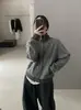 Sudadera Chaqueta con Cremallera y Rayas estilo Coreano con Cuello Alto para Mujer, Nuevo Diseño Otoño 2026 con Bolsillos y Cordón, Top tipo Cárdigan