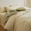 Conjunto de quatro peças em algodão puro de fibra longa, estilo descontraído, classe A, escovado em cerâmica, luxo leve com toque de alta qualidade, roupa de cama bicolor lisa 100% algodão