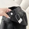 Jeans de pierna ancha de cintura alta en negro y gris estilo americano para mujer, nueva colección primavera/otoño 2026, corte holgado, adelgazantes y con un diseño de pierna recta y fluido