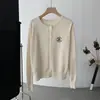 Ano Novo Novo Estilo Roupas Femininas Bordado Ursinho Gola Redonda Manga Longa Tricô Solto Cardigan Peça de Exterior Top Preto Tamanho Único Damasco