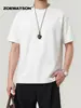 Camiseta Masculina Zoewatson Pesada 210g Algodão Mercerizado Simples Ombro Normal Manga Curta Verão Estilo Americano Versátil Gola Redonda