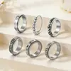 Amazon Joyería Personalizada para Mujer Set de Anillos de Acero Inoxidable Plateado con Corazón y Luna Anillos Giratorios para Alivio del Estrés