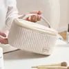 Estuche de maquillaje impermeable de estilo pastel de PU de gran capacidad para mujer, bolsa de almacenamiento de maquillaje portátil de viaje de alta gama, con apertura superior, conveniente