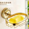 Juego colgante de herrajes para baño de cobre macizo chapado en oro estilo europeo, colgante de oro de lujo, estante para toallas de baño antiguo, estante, juego de almacenamiento