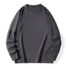 Camiseta de Manga Larga para Primavera y Otoño Algodón para Hombre y Mujer 190g Color Sólido Cuello Redondo Algodón Peinado Holgada Joker talla extra Camiseta Base