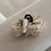 Pinza Elegante Tiburón con Lazo de Puntos Blancos y Negros Estilo Hepburn para el Cabello de Niña en la Parte Trasera de la Cabeza Accesorio de Cabello de Moda y Versátil