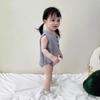 Roupas de bebê estilo ocidental verão menina romper fino bebê menino macacão fofo de algodão sem mangas listrado macacão