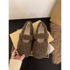 Zapatos Mary Jane Planos Versátiles de Piel para Mujer, Calzado de Exterior 2025 Nuevos Zapatos de Algodón de Terciopelo Otoño e Invierno
