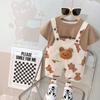 Niños pequeños y medianos niños y niñas bebé Verano nuevo lindo manga corta tirantes pantalones cortos conjunto de dos piezas fabricantes venta al por mayor moda generación
