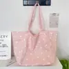 65135 Bolsa de Lona con Lunares Rosa Claro con Algodón Suave, Estilo Casual para Viajes de Estudiantes, Bolso de Hombro de Viaje Artístico