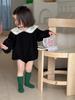 Roupas de Outono para Meninas 2026 Novo Estilo de Outono Macacão Estilo Coreano Roupas Infantis Macacão com Gola de Renda para Bebê