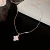Colar Floral Coração Laço Pérola Estilo Europeu e Americano, Corrente Clavícula Elegante de Nicho, Colar da Moda Leve de Luxo de Alta Qualidade para Mulheres