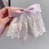 Saia de Renda Romântica Estilo Francês para Crianças Fita com Laço Prendedor de Cabelo Parte de Trás da Cabeça Lindo Prendedor de Cabelo Grande Acessórios de Cabelo de Alta Qualidade