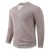 Otoño e Invierno 2025 Moda Transfronteriza Cuello en V Falso de Dos Piezas Prenda Interior de Punto Suéter de Cuello Redondo para Hombre Punto Casual Holgado