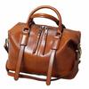 2025 Bolso Boston de Piel de Vaca con Cera de Aceite Retro para Mujer Bolso de Hombro Cruzado de Piel Genuina de Mujer de Moda Venta al por Mayor