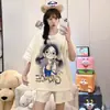 Pijama para Mulheres 2026 Novo Verão Gola Redonda Manga Curta Shorts Desenho Animado Doce Solto Casual Estudante Roupa de Casa Conjunto