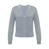 Cardigan de punto brillante de seda genuino marca Gejia Verano 2026 Cárdigan de punto con cuello en V Chaqueta protectora solar Exterior fino de Tencel
