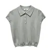 Camiseta Bordada Versátil Estilo Nuevo Japonés y Coreano 2026 para Mujer, Camiseta de Punto de Manga Corta Simple con Cuello Polo para el Trabajo