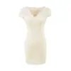 Vestido de encaje puramente sensual de manga corta para mujer, diseño de verano, elegante y chic, corte ajustado, entallado en la cintura, minivestido bodycon