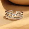 Anillo abierto geométrico de curva de doble capa para mujer, diseño de nicho ins, estilo frío, elegante, versátil, anillo de alta calidad