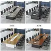 Mobiliario de oficina nuevo: mesa de conferencias grande, escritorio largo, diseño simple y moderno, escritorio de oficina, juego de mesa y sillas para sala de conferencias, esquinas redondeadas