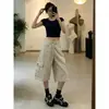Jeans cropped de mezclilla lavada, holgados y elegantes, con un diseño único, versátiles para el uso diario, pantalones de pierna ancha a la moda, corte ajustado.