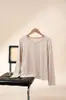 Top Henley de rayas estilo coreano para mujer, camiseta de manga larga elástica acanalada, prenda casual para superponer, disponible en varios colores