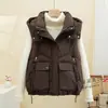 Chaleco de Algodón Plumas Mujer Otoño Invierno 2026 Nuevo Grueso Cálido Con Capucha Diseño Elegante Popular Este Año Chaleco de Moda