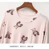 Bata Larga de Modal con Estampado de Panda para Mujer, Primavera y Verano, Delgada, Dibujos Animados, Cuello Redondo, Casual, Pijama Extendido