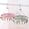 Tendedero de Ropa a Prueba de Viento Plástico 32 Pinzas Colgador Soporte para Calcetines de Niños Pinzas para Secar Ropa de Bebé Tendedero de Ropa Interior para el Hogar