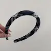 Faixa de Cabelo Xadrez de Tecido Escuro Simples e Versátil para Meninas, Moda de Início de Outono, Faixa de Cabelo com Coroa Alta, Design de Nicho