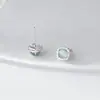 Pendientes Cuadrados de Plata de Ley S925 Nalan con Incrustaciones de Jade y Diamantes Exquisitos Simples Estilo Ins Diseño Nicho Pendientes M08237