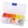 Caja de 10 Compartimentos con Juego de Cuentas de Vidrio para Semillas y Cuentas Acrílicas para Materiales de Cadena de Teléfono, Cuentas para Pulseras Hechas a Mano DIY, Cuentas Sueltas