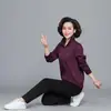 Conjunto Esportivo Feminino de Corte Reto Soltinho da Mamãe, Nova Roupa Casual Plus Size para Primavera e Outono, Jaqueta da Vovó, Uniforme para Grupo de Dança Quadrada
