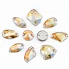 Cristal Phantom Dorado Borde Biselado Pedrería Cosida a Mano, Fondo Plano Irregular Doble Agujero Base Dorada Galvanizada Marquise Accesorios y Decoraciones para Ropa