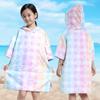 Bata de baño de secado rápido con cremallera para niños, niñas, estudiantes, toalla absorbente para nadar, capa, playa, orilla del mar, bata de baño con capucha