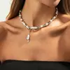 Colar Gargantilha Choker de Pérolas Imitação Irregulares Estilo Barroco Transfronteiriço Europeu e Americano Simples Ins com Pingente de Estrela