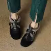 2026 Nuevos Zapatos Mary Jane de Felpa Cálidos Otoño/Invierno con Piel Zapatos Nuevos Birkenstock Punta Redonda Retro Zapatos Individuales Zapatos de Algodón