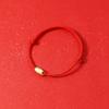 Pulsera de Arroz Rojo con Cuerda Dorada para el Año del Rata para Hombres y Mujeres Pulsera de Arroz Pequeño para Parejas Ratón del Zodiaco del Año de la Rata Cuentas Redondas de Oro Puro 3D