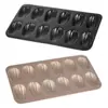 Molde para Pasteles Madeleines Antiadherente Acero al Carbono Dorado 12 Cavidades Concha Francesa Molde para Galletas Tridimensional Bandeja para Hornear Pasteles de Acero al Carbono