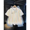 Camiseta Masculina de Verão Fina Texturizada em Seda Gelada Cor de Damasco com Gola Henley Canelada Manga Curta Estilo Old Money Retrô Meia Manga