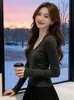 Top de manga larga con diseño de cuello polo, nueva colección primavera/otoño 2026, suéter de punto, capa interior para mujer, top para mujer