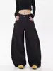 Jeans de retazos desconstruidos curvos de gran bolsillo estilo retro americano para hombre, pantalones casuales holgados de pierna ancha y estilo baggy
