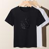Línea de alta gama 80 algodón mercerizado de doble cara de tacto fresco t lentejuelas de cisne pequeño básico versátil cuello redondo manga corta camiseta top de mujer