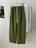 Pantalones de pierna ancha con cordón suelto cepillados estilo guadaña para mujer 26 Otoño Invierno Nuevo Estilo Adelgazantes Versátiles Rectos Casuales Pantalones de longitud al suelo