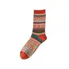 Meias Femininas Outono/Inverno de Malha Dupla Canelada Dupla Meia-Panturrilha Estilo Étnico Retrô Fair Isle Casuais Versáteis Quentes Meias Felpudas Meias Longas