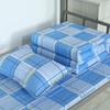 Juego de Ropa de Cama a Cuadros Azules y Blancos de Tres Piezas para Dormitorio Estudiantil (Sábana, Funda de edredón, Funda de almohada) Algodón Puro Individual 1.2m Juego Cuadros Modernos Simple