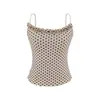 Estilo vacacional francés conjunto completo de moda para mujer verano retro lunares halter camisola bodycon falda midi conjunto