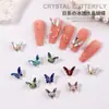 Arte de Uñas Mariposa Joyería Accesorios de Celebridad de Internet Estilo Ins Hielo Transparente Aurora Uñas Metálicas Cristal Estereoscópico Mariposa Arte de Uñas Diamante